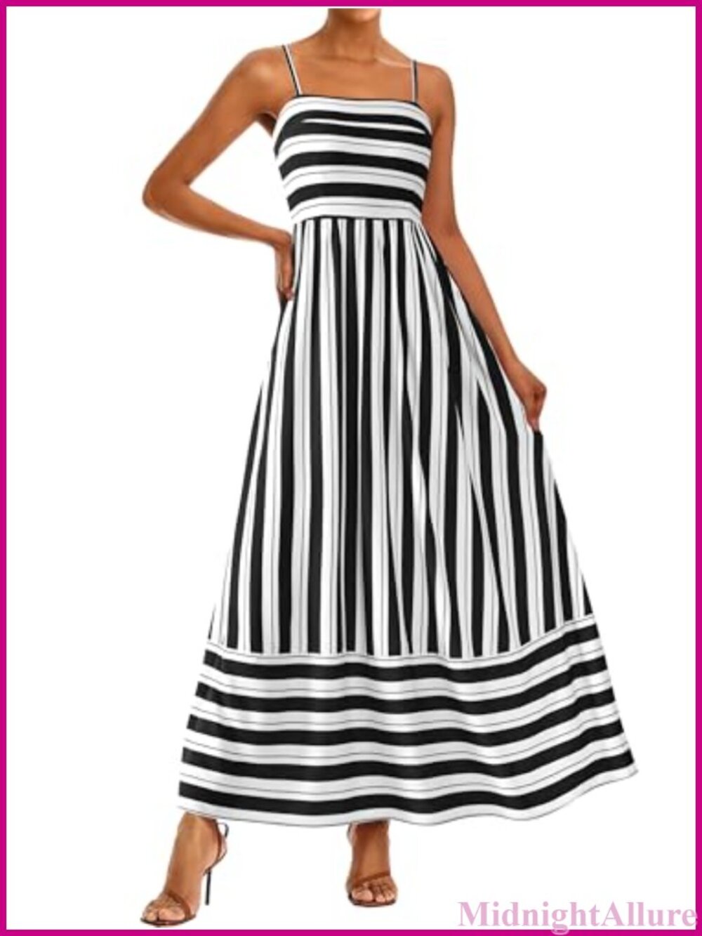 Womens Viscose Boho Floral Striped Maxi Dress Spaghetti Strap Smocked Back